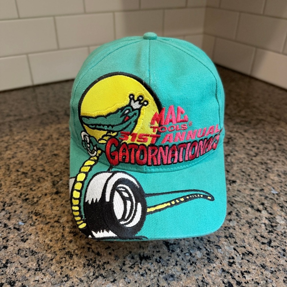 Vtg NHRA Mac Tools Gatornationals 2000 SS Sport Service Snapback Hat Green